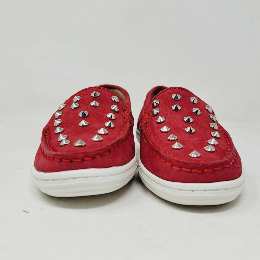 Marc Joseph Girls Loafers Size 11.5 M Red Louisville Slip On Studded New York